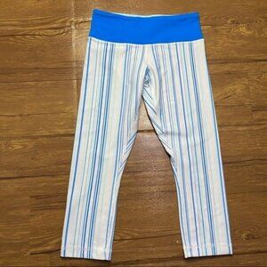 Lululemon‎ Wunder Under Crop Candy White Stripe Size 4